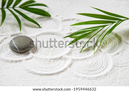 Mini zen garden with white sand pattern