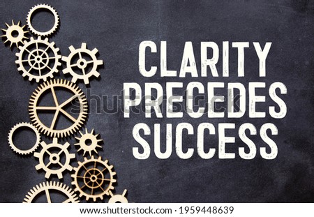 Clarity, Precedes, Success write on sticky notes isolated on office desk. Royalty-Free Stock Photo #1959448639