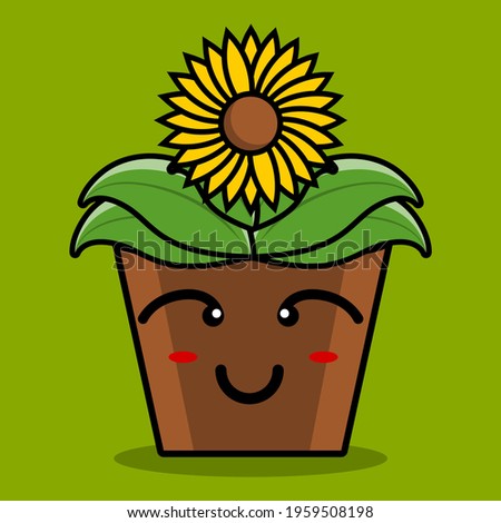 Vector illustration of a sunflower pot. Suitable for wallpaper design purposes that give the impression of cute and sweet