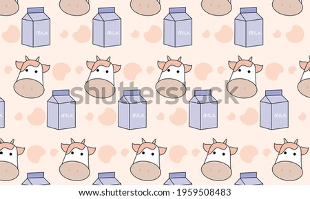 Milk cow seamless pattern. Best logo