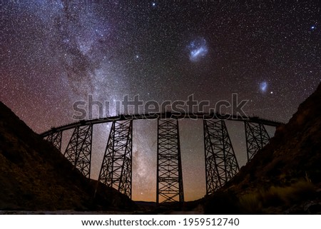 Night, stars, milky way, galaxy and old bridge in mountains
Viaduct La Polvorilla, Salta. Route 40. Argentina Train to the Clouds
