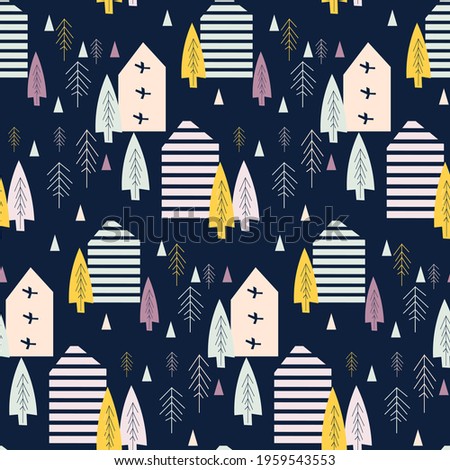 Seamless bright urban pattern. Ideal for fabrics, textiles. Creative vector background