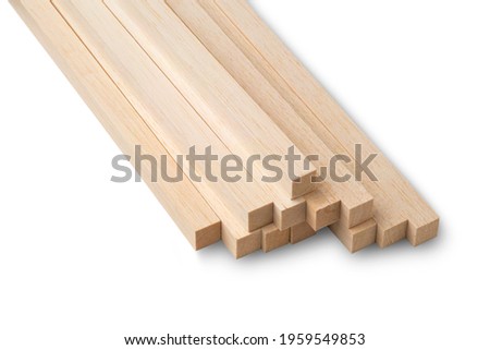 Close up Stick Balsa wood,Soft and lightweight wood isolated on white background with Clipping Path Royalty-Free Stock Photo #1959549853