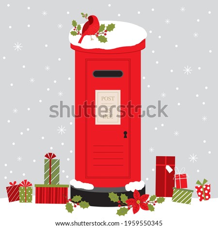 red mailbox christmas greeting card design