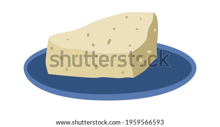 Omelet in a plate on a white isolated background.