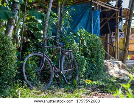 Lonely old vintage bike in rural village