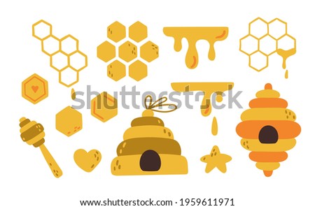 Honey bee elements cartoon kids isolated clip art bundle