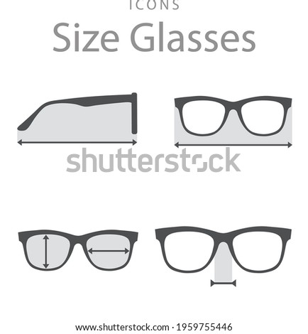 Glasses for eye. Propereties size icon and vector.