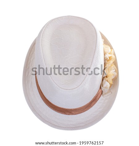 Summer hat isolated on white background. Top view