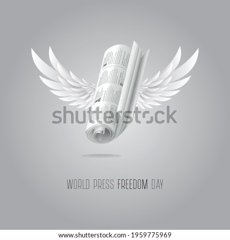 Newspapers are flying free in the feathers of birds. It's represent World Press Freedom Day.