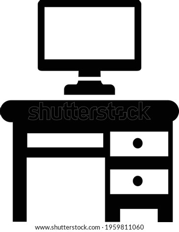 Computer Line Icon Isolated On White Background