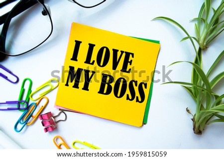 Text sign showing I love my boss