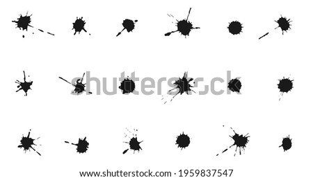 Set of Ink splashes and drops. Collection of handdrawn blobs, blots and spatters Royalty-Free Stock Photo #1959837547