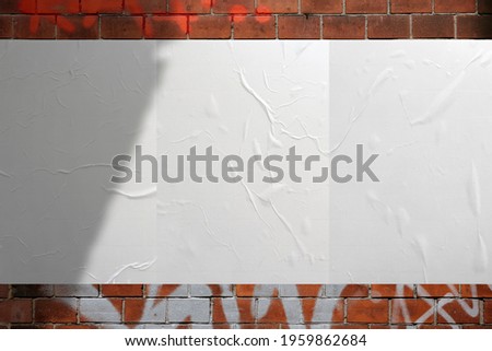 Wall Paper Poster Mockup Glued paper wrinkled effect isolated blank templates set