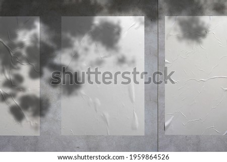 Wall Paper Poster Mockup Glued paper wrinkled effect isolated blank templates set Royalty-Free Stock Photo #1959864526