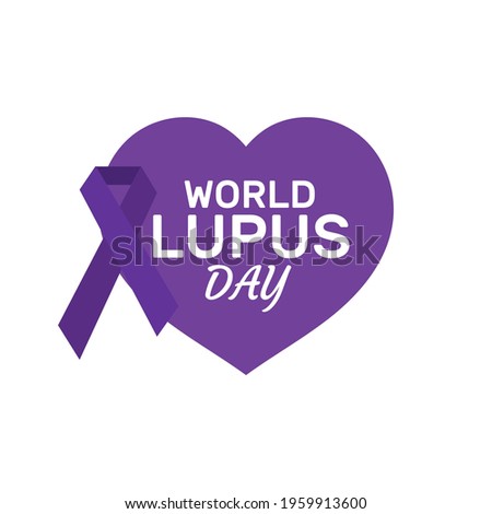 World lupus day concept with ribbon as symbol and heart shapes. Vector Illustration