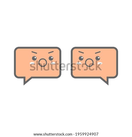 Speech bubble chat communication dialogue character cartoon quarrel icon logo vector illustration.