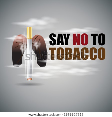 VECTOR ILLUSTRATION OF CONCEPT FOR WORLD NO TOBACCO DAY, ILLUSTRATION IS SHOWING LUNGS FILLED WITH CIGARETTE SMOKE ON SMOKY BACKDROP