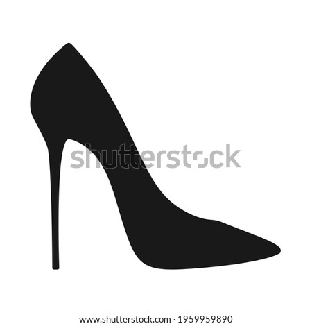 Elegant high heel shoe or stiletto in vector silhouette Royalty-Free Stock Photo #1959959890