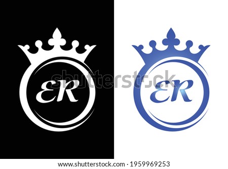 king crown letter alphabet ER for company logo icon design.