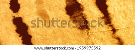 Yellow Old Damaged Canvas. Tan Brown Decoration Texture Old Stripe Splatter Spray. Tan Fabric Parchment Texture. Stripe Line Distressed Shape. Rustic Tan Water Color Grunge. Old Warm Antique Skin.