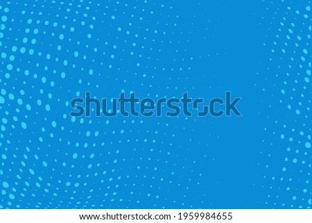 Blue Wavy dotted pattern Halftone background. Backdrop with circles, dots, rounds, design element for web banners, posters, cards, wallpaper, sites. Pop art style. Vector illustration