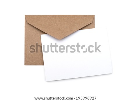 brown envelope with a blank white card over white