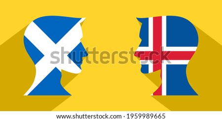 face to face concept with scotland vs iceland. banner, sticker, print, decorative
