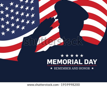 Memorial Day - Remember and honor with USA flag, Vector illustration. Memorial Day concept with salute vector illustration. Royalty-Free Stock Photo #1959998200