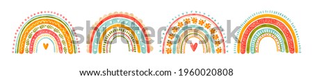 Watercolor abstract rainbow collection. Cute pastel rainbow isolated on white background in childish scandinavian style. Printable poster for kids prints, cards, fabric, textile