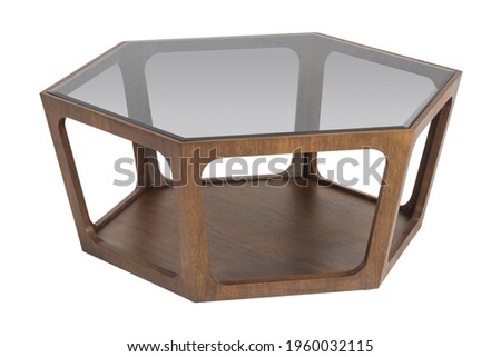 Wooden glass brown table isolated
