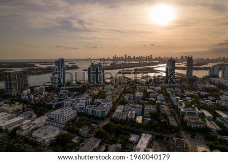 Aerial photo sunset in Miami