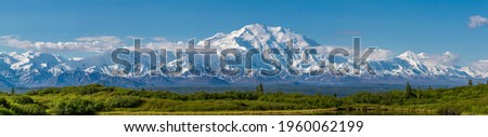 Denali National Park is home to a number of amazing animal species and beautiful landscapes. While it may not be visible every day, the Alaska Range is the most iconic sight in Denali National Park.  Royalty-Free Stock Photo #1960062199