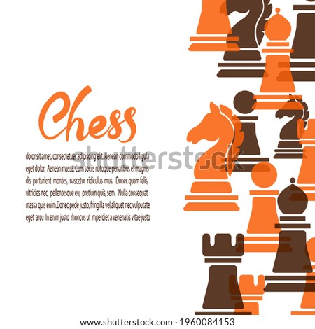 Chess game poster. Vector banner with chess pieces and place for text.