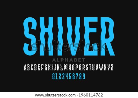 Shiver style font design, alphabet letters and numbers vector illustration Royalty-Free Stock Photo #1960114762
