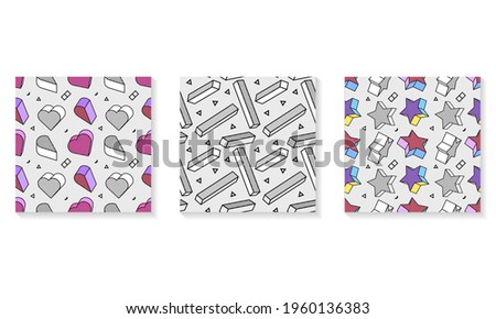 Vector seamless pattern, colorful pattern with 3d graphic elements. You can use this as a wallpaper in a childrens room. Eps 10