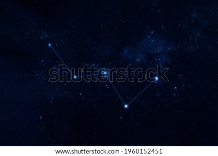 Constellation Cassiopeia. Against a dark background. Elements of this image were furnished by NASA. High quality photo Royalty-Free Stock Photo #1960152451