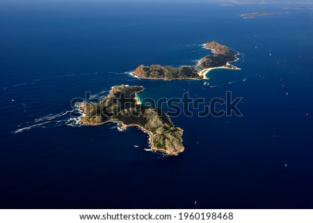 CIES ISLANDS AND ONS ISLAND IN GALICIA, AERIAL VIEW  Royalty-Free Stock Photo #1960198468