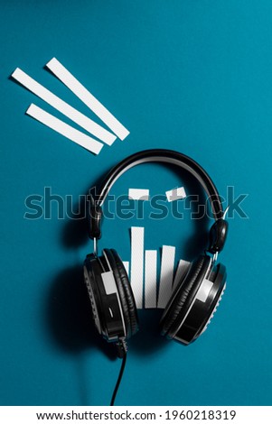 lack and white modern headphones futuristic creative audio concept