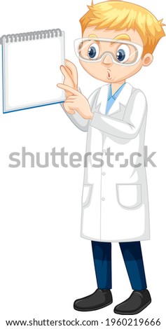 A boy cartoon character wearing laboratory coat illustration