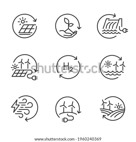 Renewable energy line icon logo set. Royalty-Free Stock Photo #1960240369