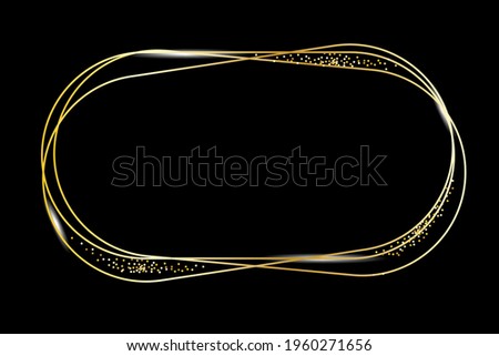 Oval gold frame on dark background. Wedding design. Vector illustration. Stock image. EPS 10.