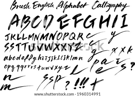 english alphabet calligraphy text font brush hand write black letter  Royalty-Free Stock Photo #1960314991
