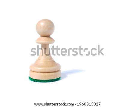 White wooden chess pawn on a white background. Isolated. Royalty-Free Stock Photo #1960315027