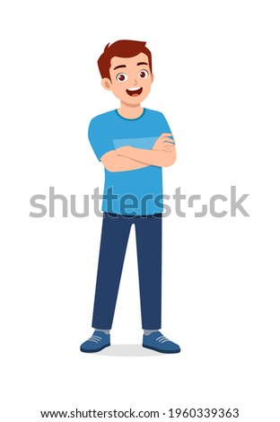 young good looking man doing arm crossed pose with confident