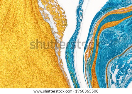 Blue marble and gold abstract background