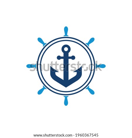 ship wheel anchor logo icon vector concept graphic design