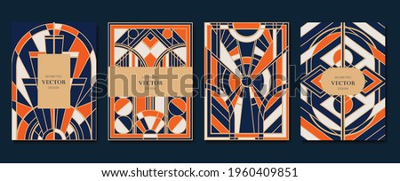 Gold and Luxury Invitation card design vector. Abstract geometry frame and Art deco pattern background. Use for wedding invitation, cover, VIP card, print, poster and wallpaper. Vector illustration. Royalty-Free Stock Photo #1960409851