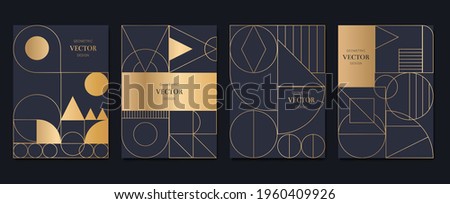 Gold and Luxury Invitation card design vector. Abstract geometry frame and Art deco pattern background. Use for wedding invitation, cover, VIP card, print, poster and wallpaper. Vector illustration. Royalty-Free Stock Photo #1960409926