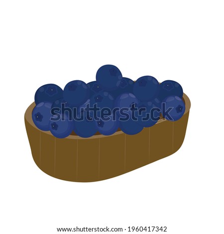  vector blue berry in wood bucket